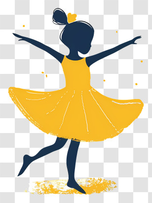 Girl Dancing Ballet - Silhouette Ballerina In Yellow Dress Performing Elegantly Transparent PNG