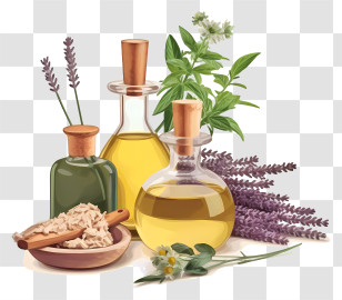 Essential Oils - Essential Oils With Herbs Transparent PNG