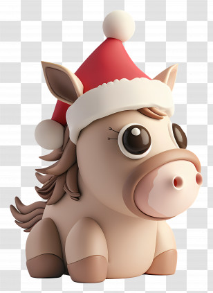 Horse Christmas - Cute Horse With Santa Hat Transparent PNG