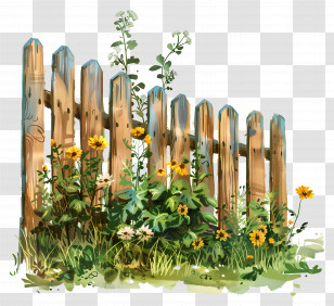 Garden Fence - Beautiful Fence With Blooming Flowers Transparent PNG