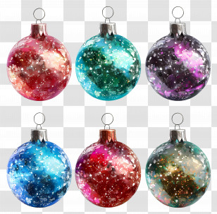 Glitter Ball Ornaments - Set Of Colorful Christmas Ornaments Transparent PNG