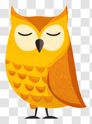 Owl Emoji - Yellow Owl With Closed Eyes Transparent PNG