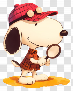 Love Snoopy - Cartoon Dog Detective In Plaid Outfit Illustration Transparent PNG