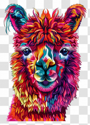 Alpaca Face - Colorful Llama Art Transparent PNG