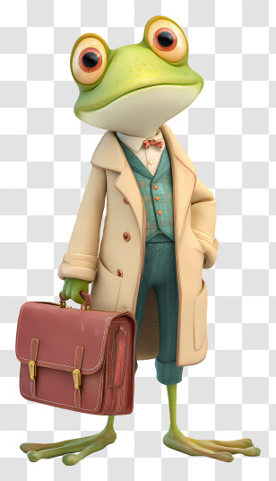 Frog Holding Briefcase - Dapper Frog In A Suit With Briefcase Transparent PNG
