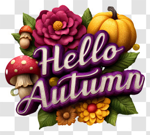 Hello Autumn - Hello Autumn Floral Badge Transparent PNG