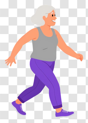 Older Woman Walking - Smiling Person In Tank Top Walking Transparent PNG