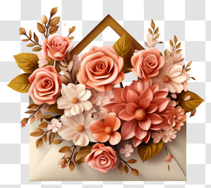 Envelope - Golden Floral Envelope Decoration Transparent PNG