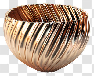 Decorative Bowl - Golden Textured Decorative Bowl Transparent PNG
