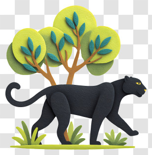 Panther At Zoo - Black Panther In Jungle Scene Transparent PNG