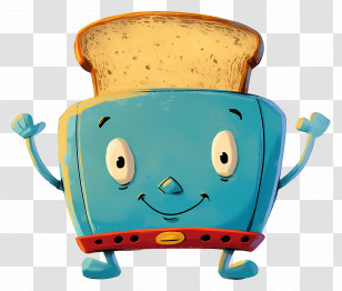 Cartoon Toaster With Toast - Cartoon Toaster With Bread Transparent PNG
