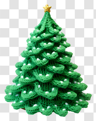 Green Knitted Christmas Tree - Festively Decorated Green Christmas Tree Transparent PNG