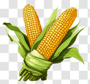 Hand Drawn Corn - Fresh Corn Illustration With Green Husks Transparent PNG