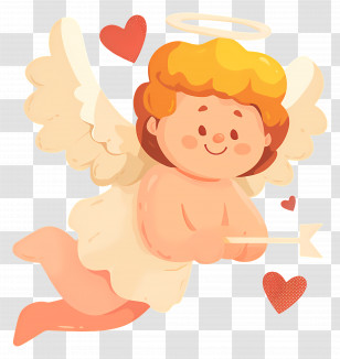 Cartoon Cupid - Cherub Angel With Hearts Transparent PNG