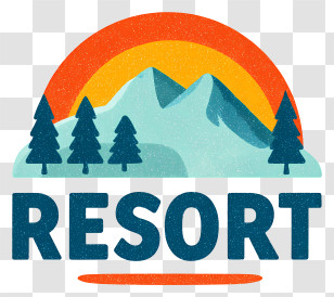 Resort Logo - Retro Mountain Resort Logo Transparent PNG