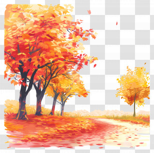 Picsart Background - Autumn Forest Scene With Vibrant Leaves Transparent PNG