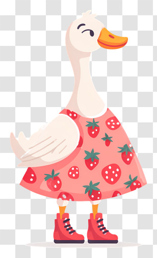 Goose In Boots - Duck In Strawberry Dress Transparent PNG