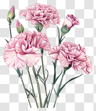 Pink Carnation - Pink Carnation Flowers Illustration Transparent PNG