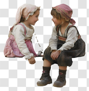 Boy And Girl - Two Children In Vintage Clothing Transparent PNG