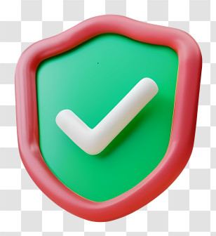 Cartoon - Green Shield With Check Mark Transparent PNG