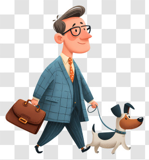 Take Your Dog To Work Day - Businessman Walking Dog Illustration Transparent PNG
