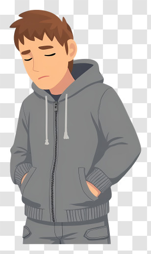 Man Feeling Sad - Sad Boy In Gray Hoodie Transparent PNG