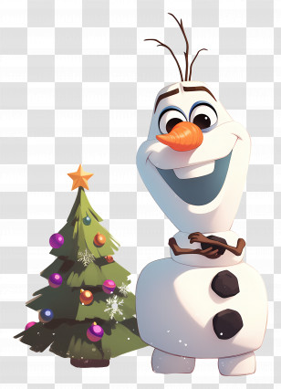 Frozen Olaf - Snowman And Christmas Tree Illustration Transparent PNG