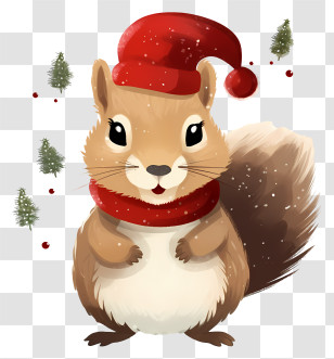 Cute Squirrel - Squirrel Wearing Winter Hat For Christmas Transparent PNG