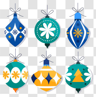 Christmas Decorations - Blue And Green Christmas Ornaments Transparent PNG