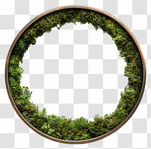 Green Circle Frame - Mossy Circular Nature Frame Transparent PNG