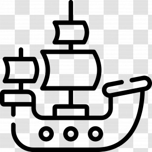 Pirate Boat - Outline Of A Sailing Ship Transparent PNG