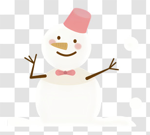 Cartoon - Snowman With Pink Hat Transparent PNG
