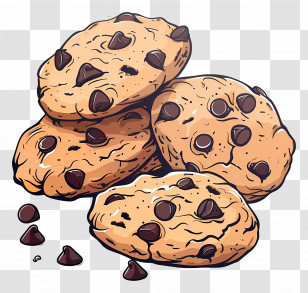 Chocolate Chip Cookies - Delicious Chocolate Chip Cookies Illustration Transparent PNG