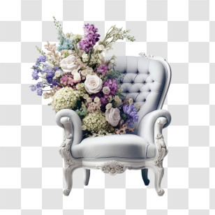 Armchair - Elegant Chair With Floral Arrangements Transparent PNG