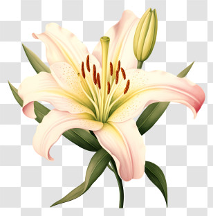 Lily Flower - Elegant White Lily Flower Illustration Transparent PNG