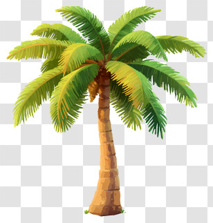 Coconut Tree - Lush Green Palm Tree With Tropical Leaves Transparent PNG