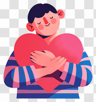 World Kindness Day - Person Hugging A Big Heart Illustration Transparent PNG