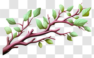 Pastel Tree Branch - Branch With Fresh Green Leaves Transparent PNG