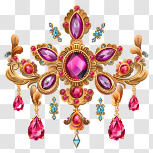 Jewel Day - Elegant Gold And Ruby Jewelry Transparent PNG