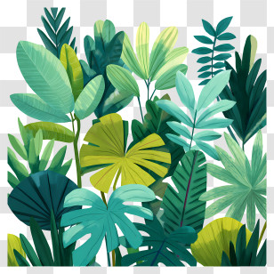 Rainforest Canopy - Tropical Leaves In Various Shades Transparent PNG