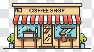 Coffee Shop - Cute Coffee Shop Illustration Transparent PNG