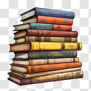 Books - Stack Of Colorful Books In Vintage Style Transparent PNG
