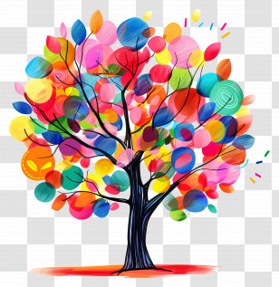 Colorful Abstract Tree - Colorful Abstract Tree Illustration Transparent PNG