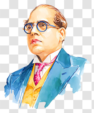 B R Ambedkar - Historical Figure Portrait Illustration Transparent PNG
