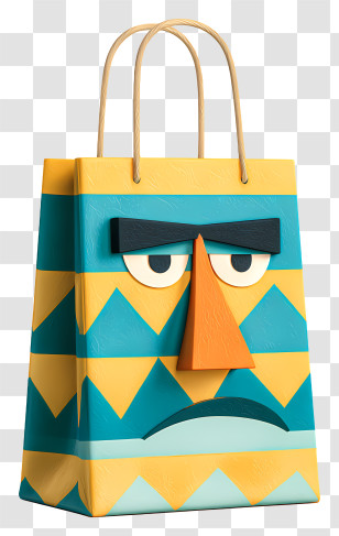 Paper Bag Day - Colorful Patterned Shopping Bag Transparent PNG