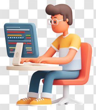 Developer Working On Code - Programmer At Work Cartoon Transparent PNG