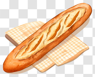 French Baguette - French Baguette On Tablecloth Transparent PNG