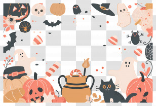 Halloween Background - Halloween Frame With Spooky Elements Transparent PNG
