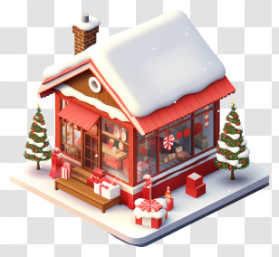 3d Rendering - Cozy Winter Holiday Gift Shop Illustration Transparent PNG