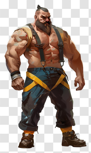 Wrestling - Muscular Man With Suspenders Transparent PNG